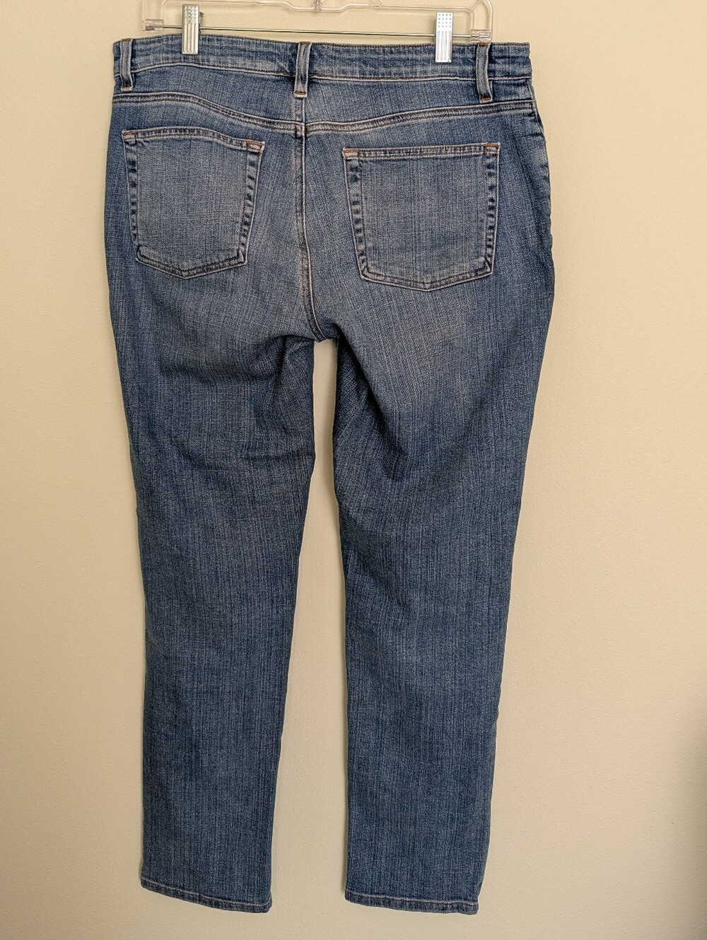 Eileen Fisher Organic Cotton Stretch Slim Straight Jeans Size 8 Medium Wash